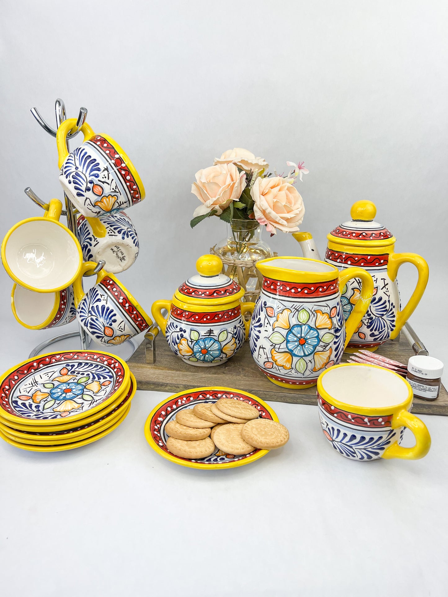 Mexican Dinnerware Set 14 pc DISCOUNTED Talavera Tea Set Mexican Pottery Set Vajilla de Barro