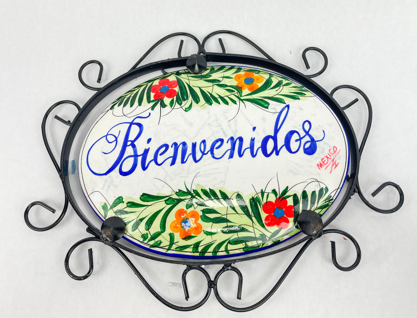 Talavera Wall Decor Mexican Ceramic Wall Art With Metal 13 15 Inches Welcome Bienvenidos