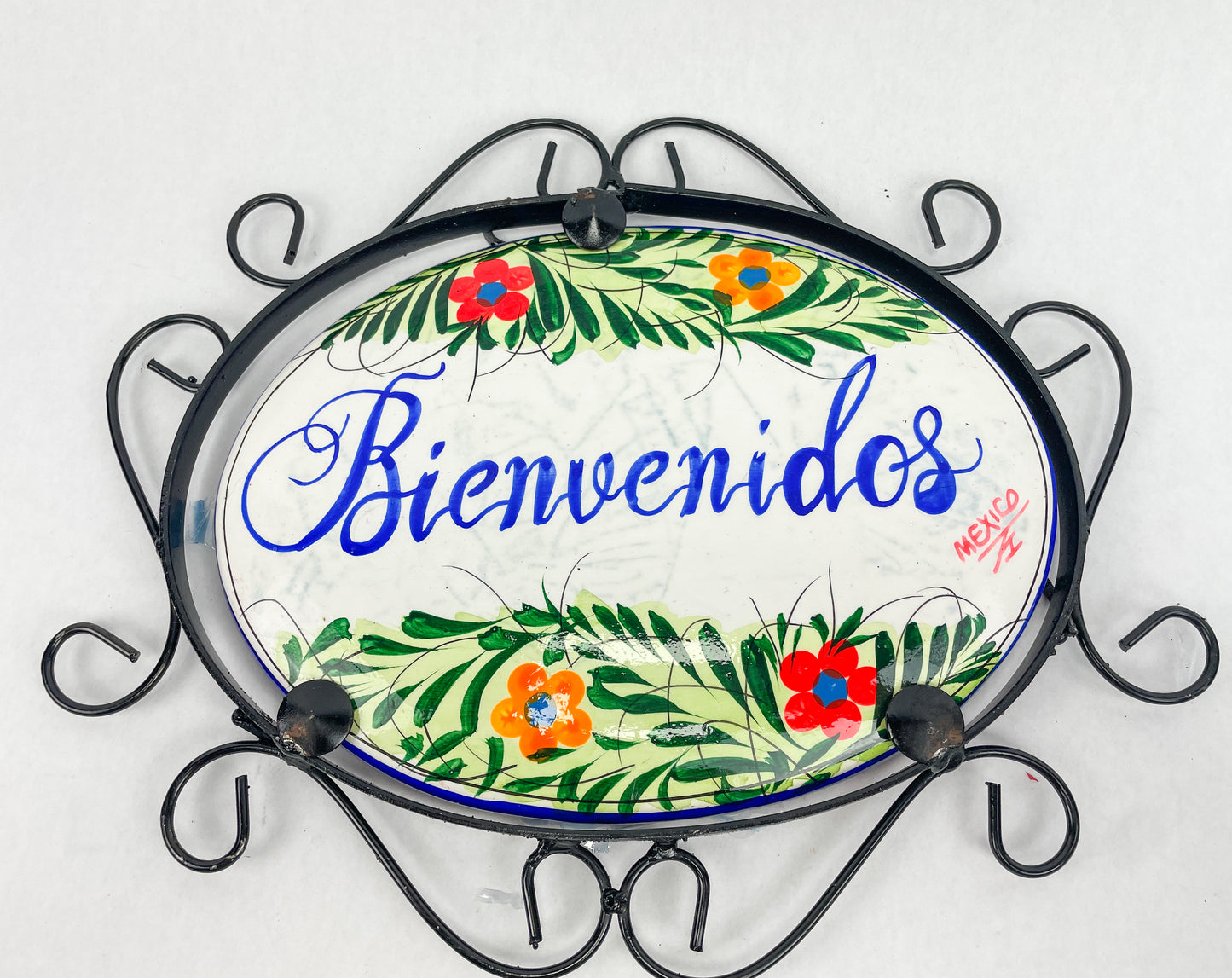 Talavera Wall Decor Mexican Ceramic Wall Art With Metal 13 15 Inches Welcome Bienvenidos