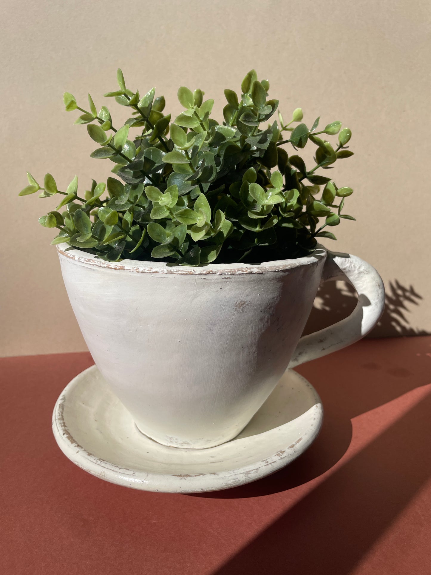 Terracota Saucer With Plant Pot Farmhouse Style Tea Cup Planter