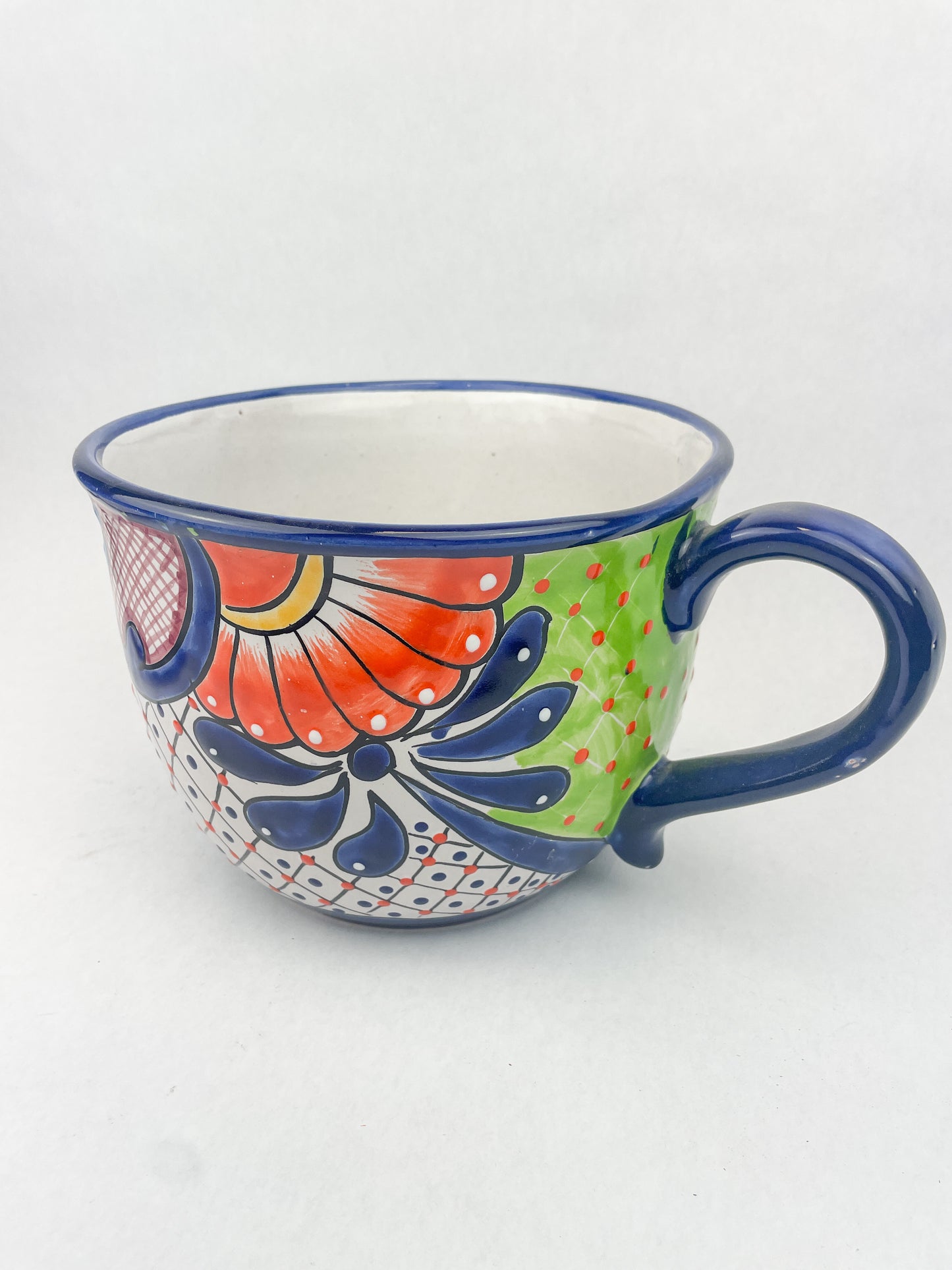 Talavera Flower Pot With Drainage Water Tray Tea Coffee Cup