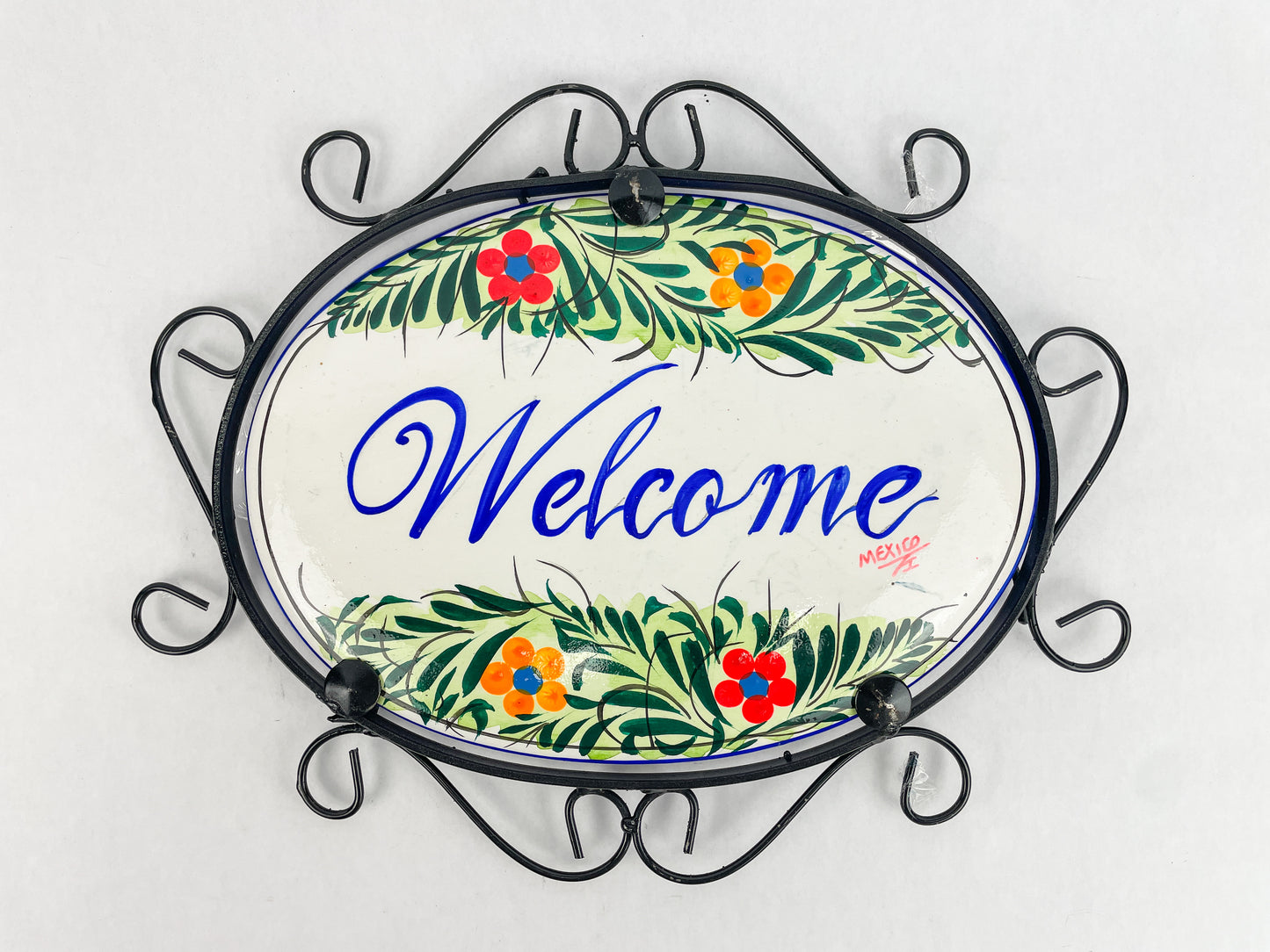 Talavera Wall Decor Mexican Ceramic Wall Art With Metal 13 15 Inches Welcome Bienvenidos