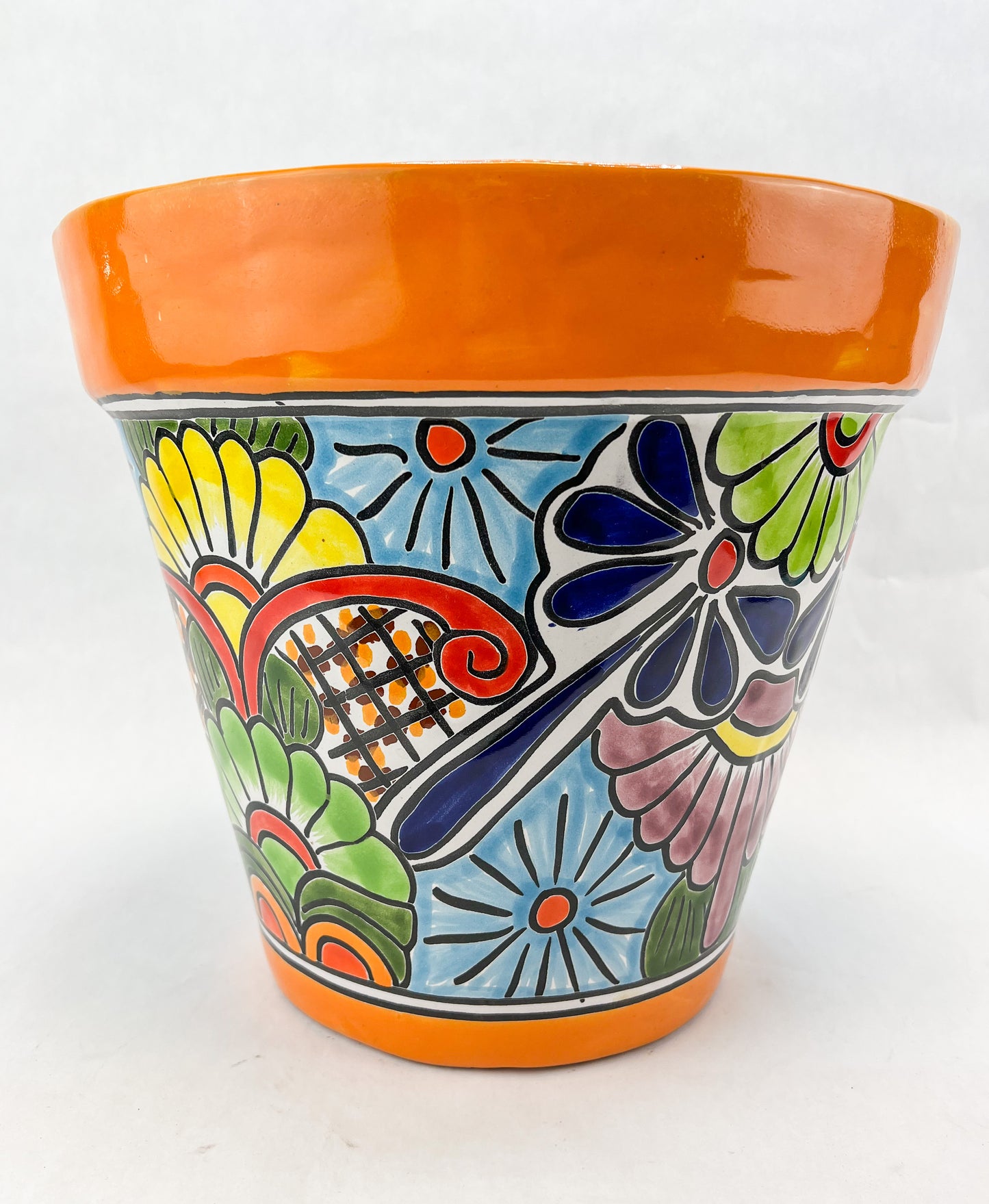 Talavera Flower Pot Tampered 11 Inches Mexican Clay Flower Pot Mexican Pottery Flower Pot