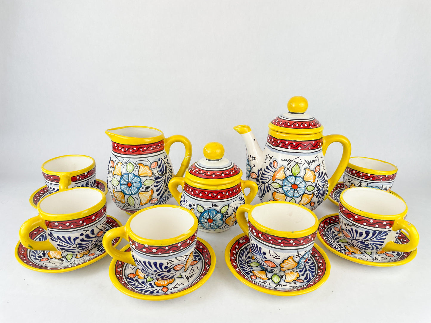 Mexican Dinnerware Set 14 pc DISCOUNTED Talavera Tea Set Mexican Pottery Set Vajilla de Barro