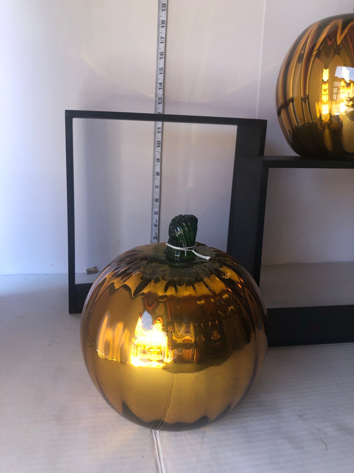 Blown Glass Decorative Pumpkins Metallic Blown Glass Silver