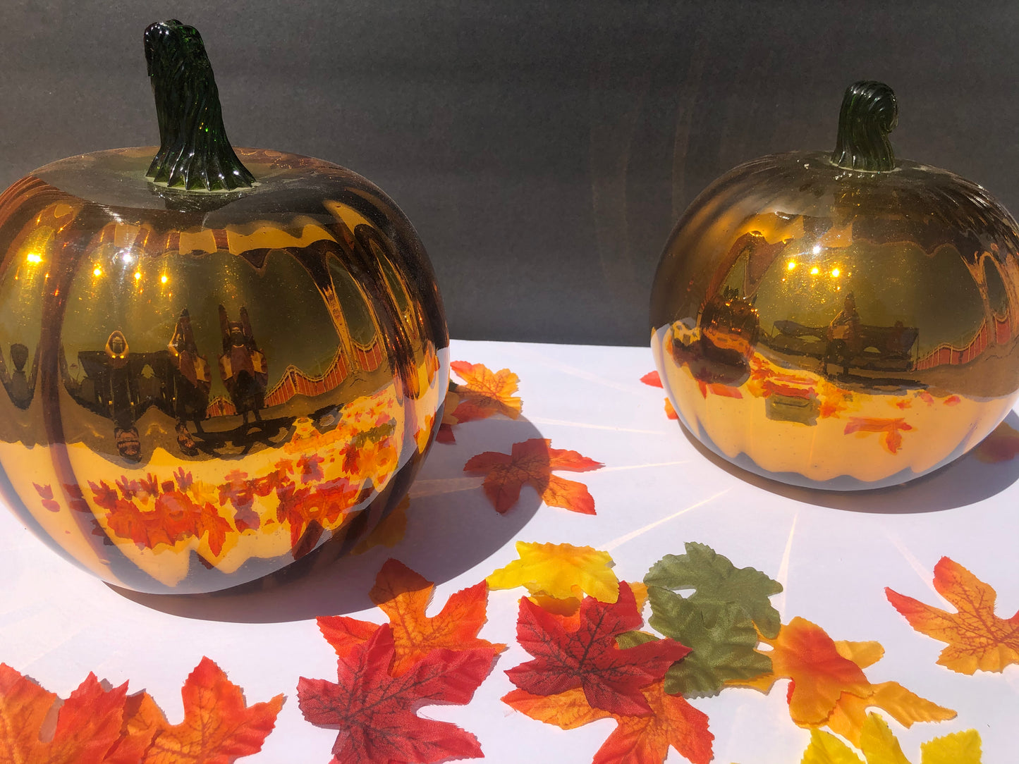 Blown Glass Decorative Pumpkins Metallic Blown Glass Silver