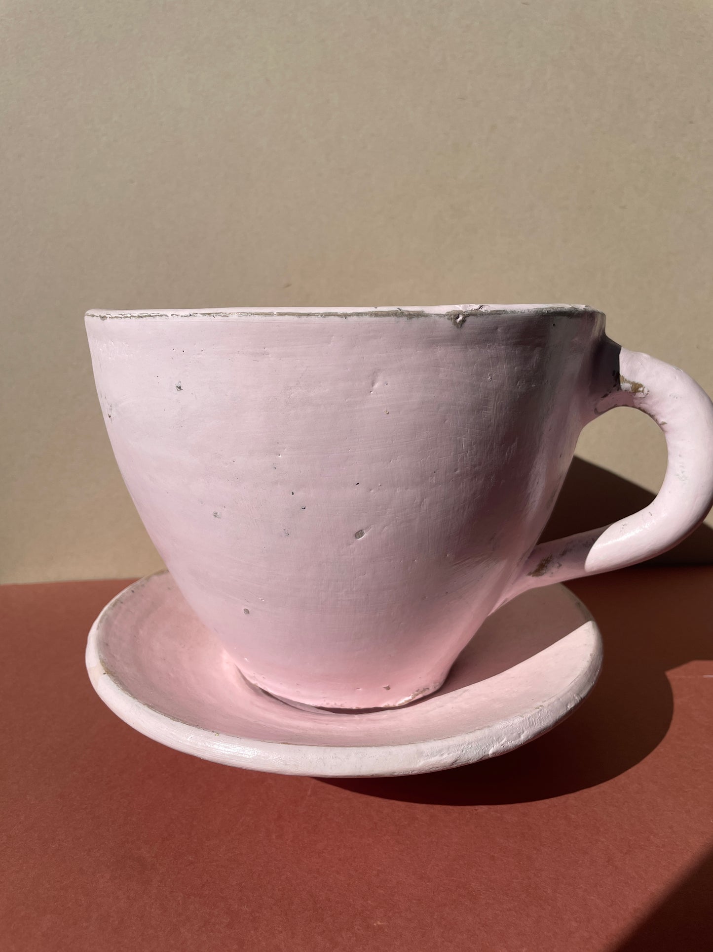Terracota Saucer With Plant Pot Farmhouse Style Tea Cup Planter