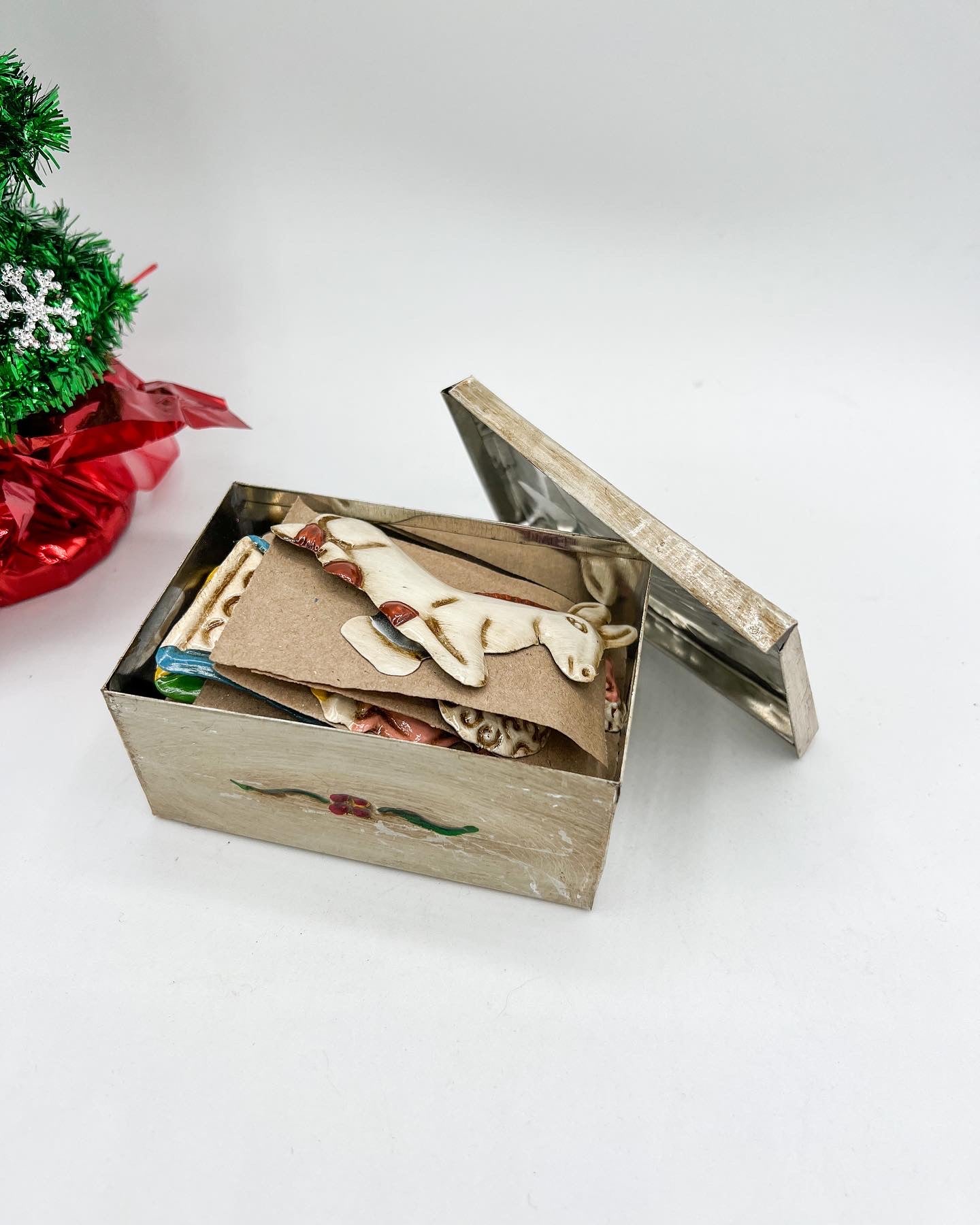 Mexican Tin 3 In. Nativity Set With Box Christmas (10 Pieces) Nacimiento Mini
