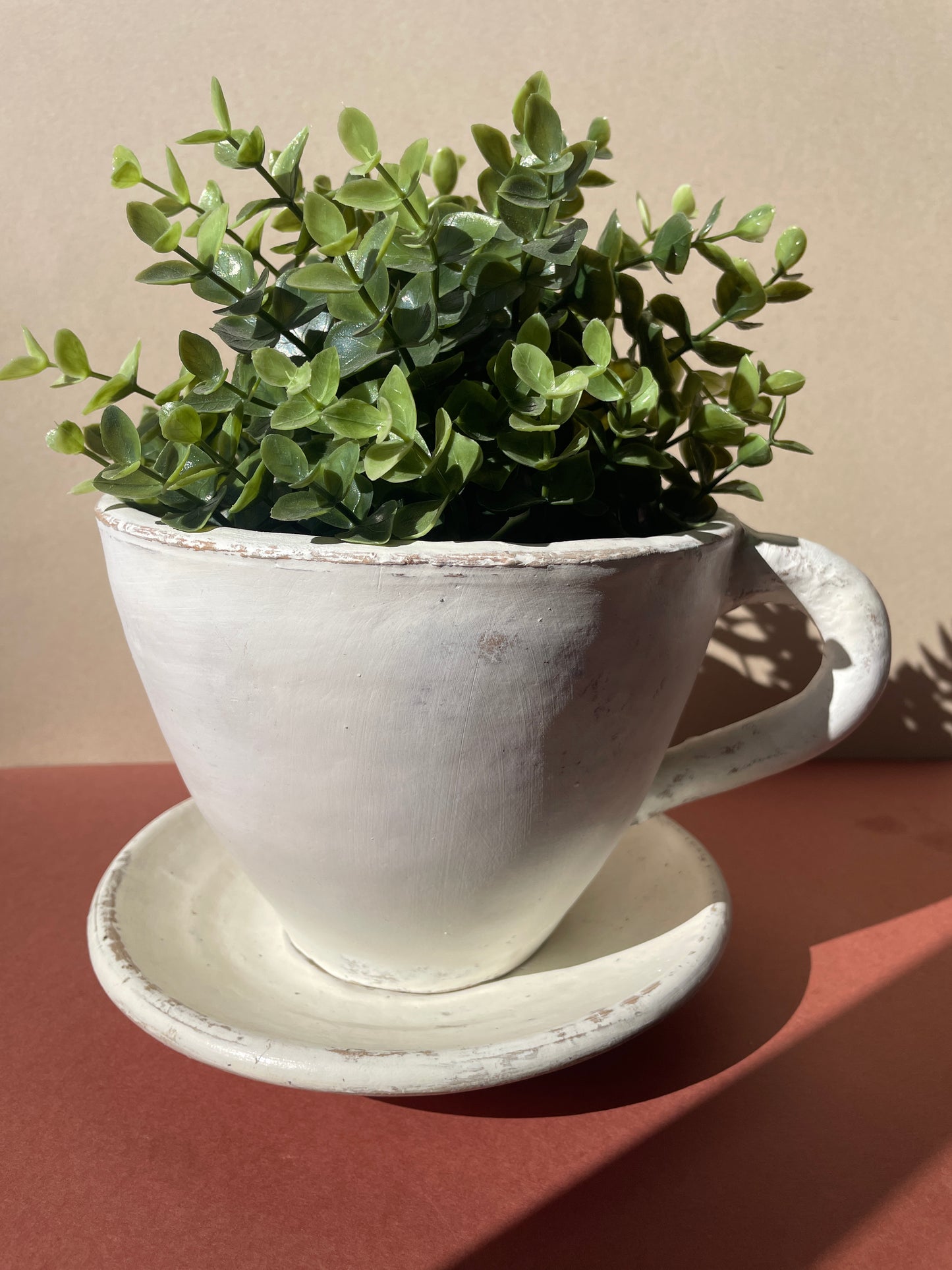 Terracota Saucer With Plant Pot Farmhouse Style Tea Cup Planter