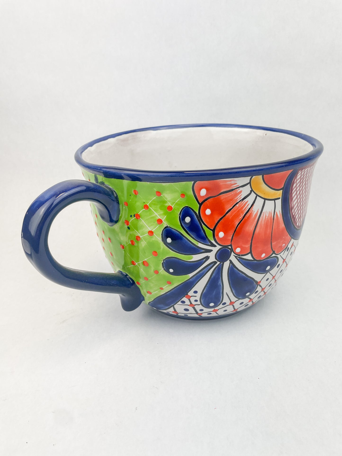 Talavera Flower Pot With Drainage Water Tray Tea Coffee Cup