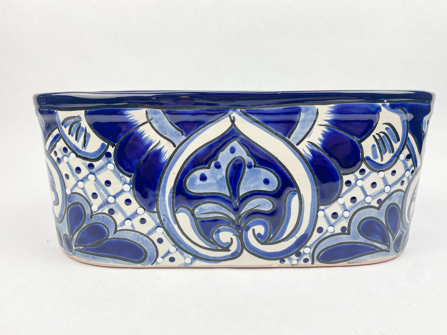 Mexican Talavera Planter 11 Inch Oval Mexican Pottery Colorful