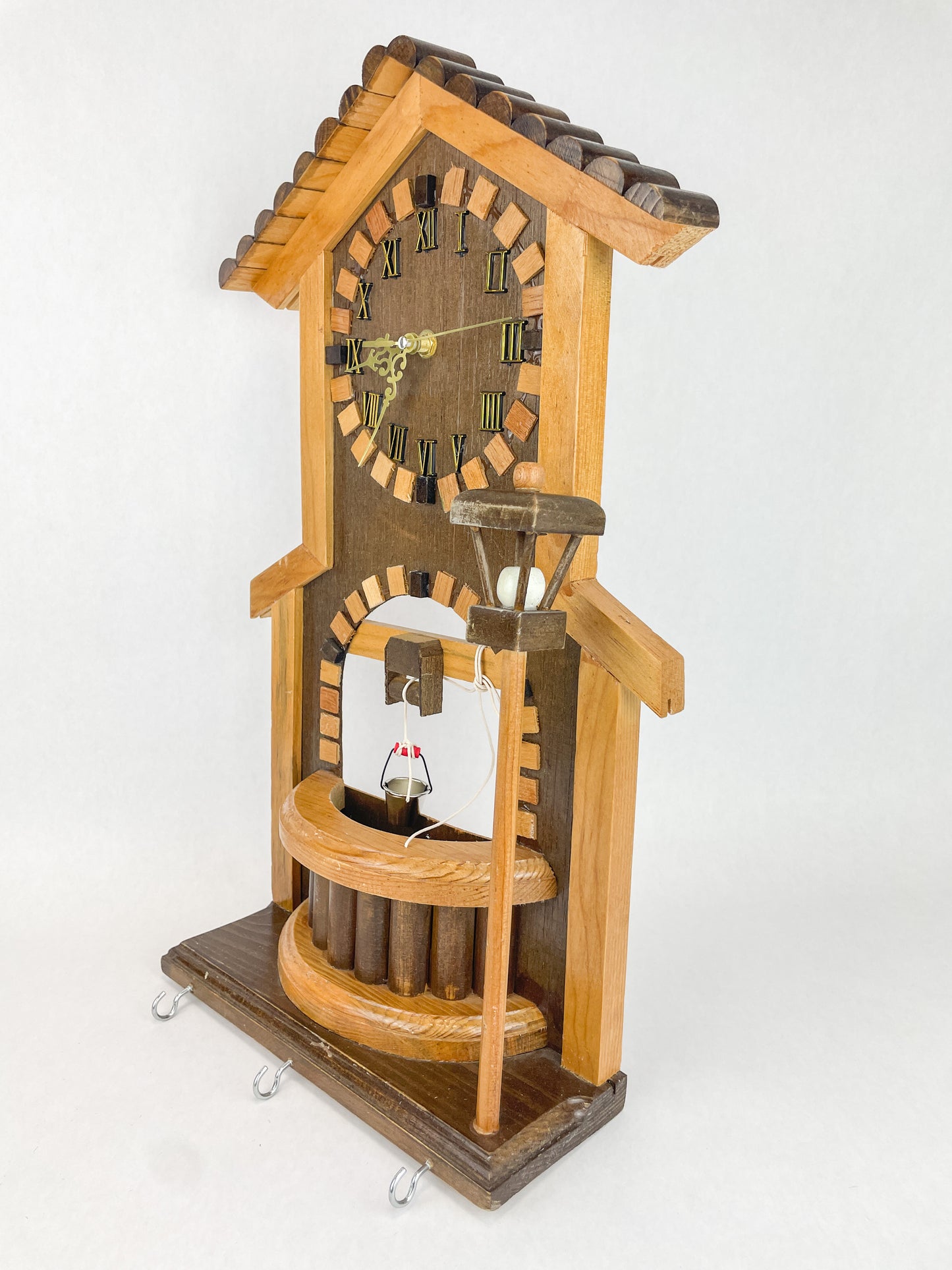 Mexican Handcrafted Key Holder Wall Clock Water Well Rustic Key Holder Reloj de Pared Pozo