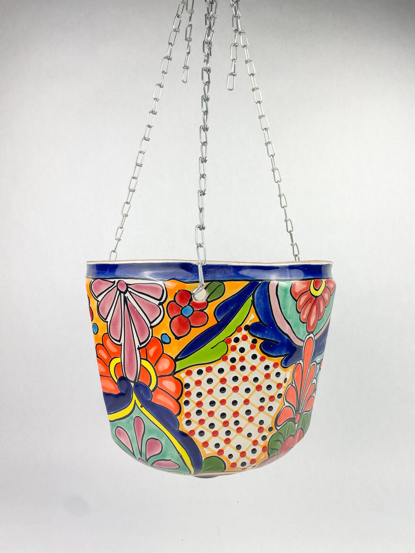 Talavera Hanging Planter Talavera Pottery With Metal Chain
