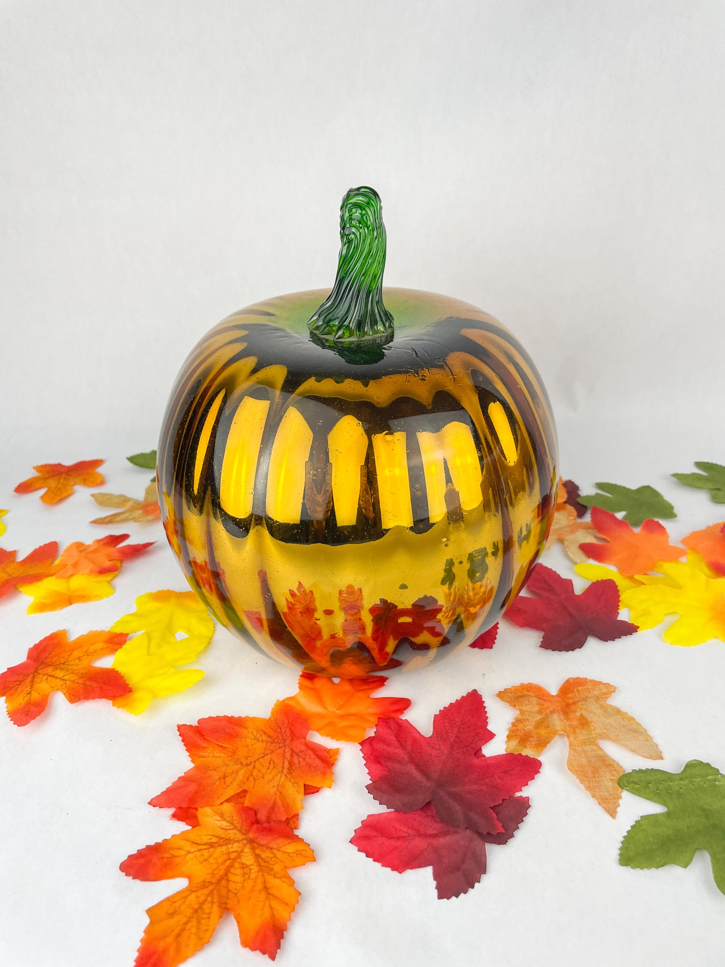 Blown Glass Decorative Pumpkins Metallic Blown Glass Silver