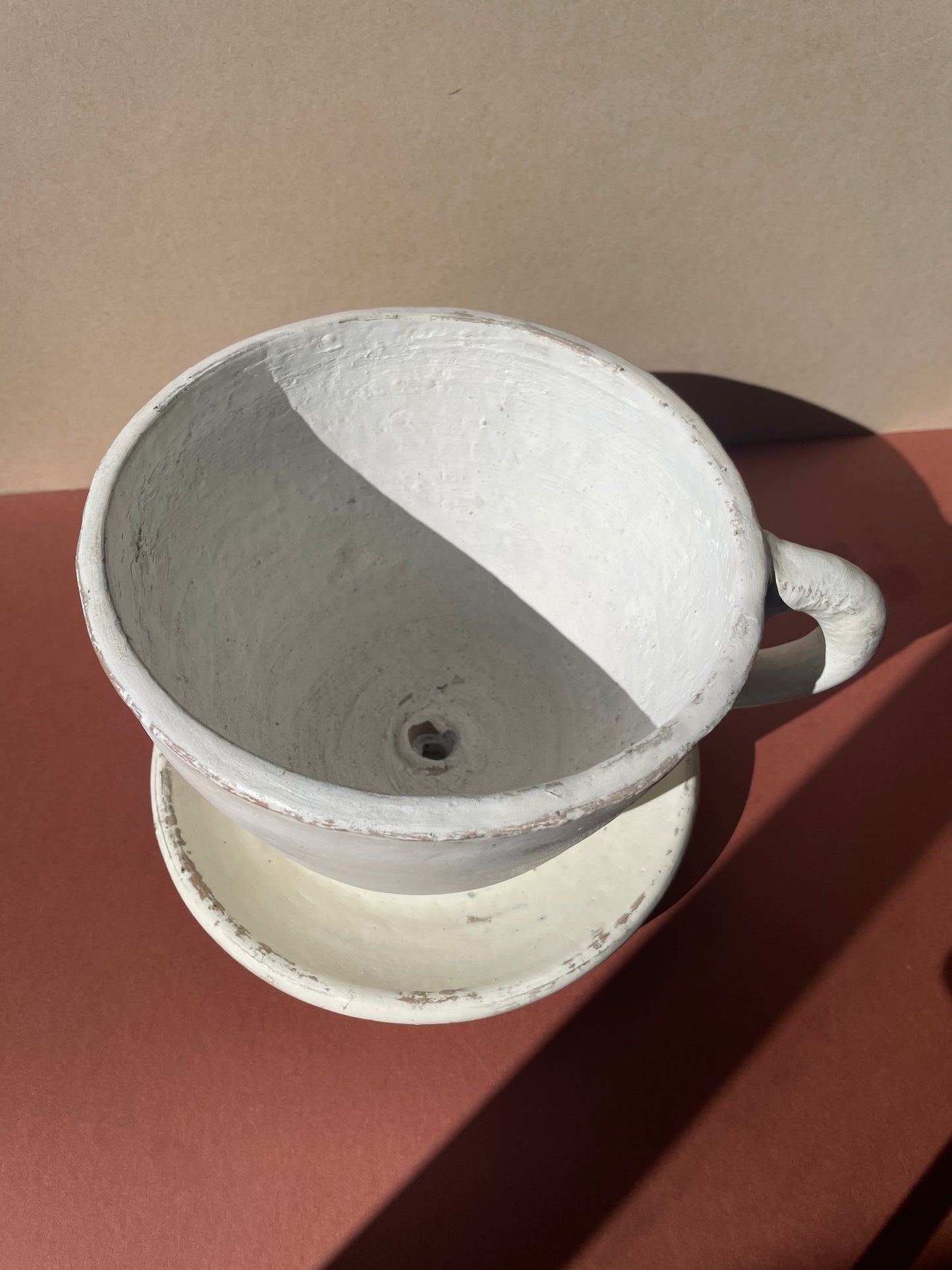 Terracota Saucer With Plant Pot Farmhouse Style Tea Cup Planter