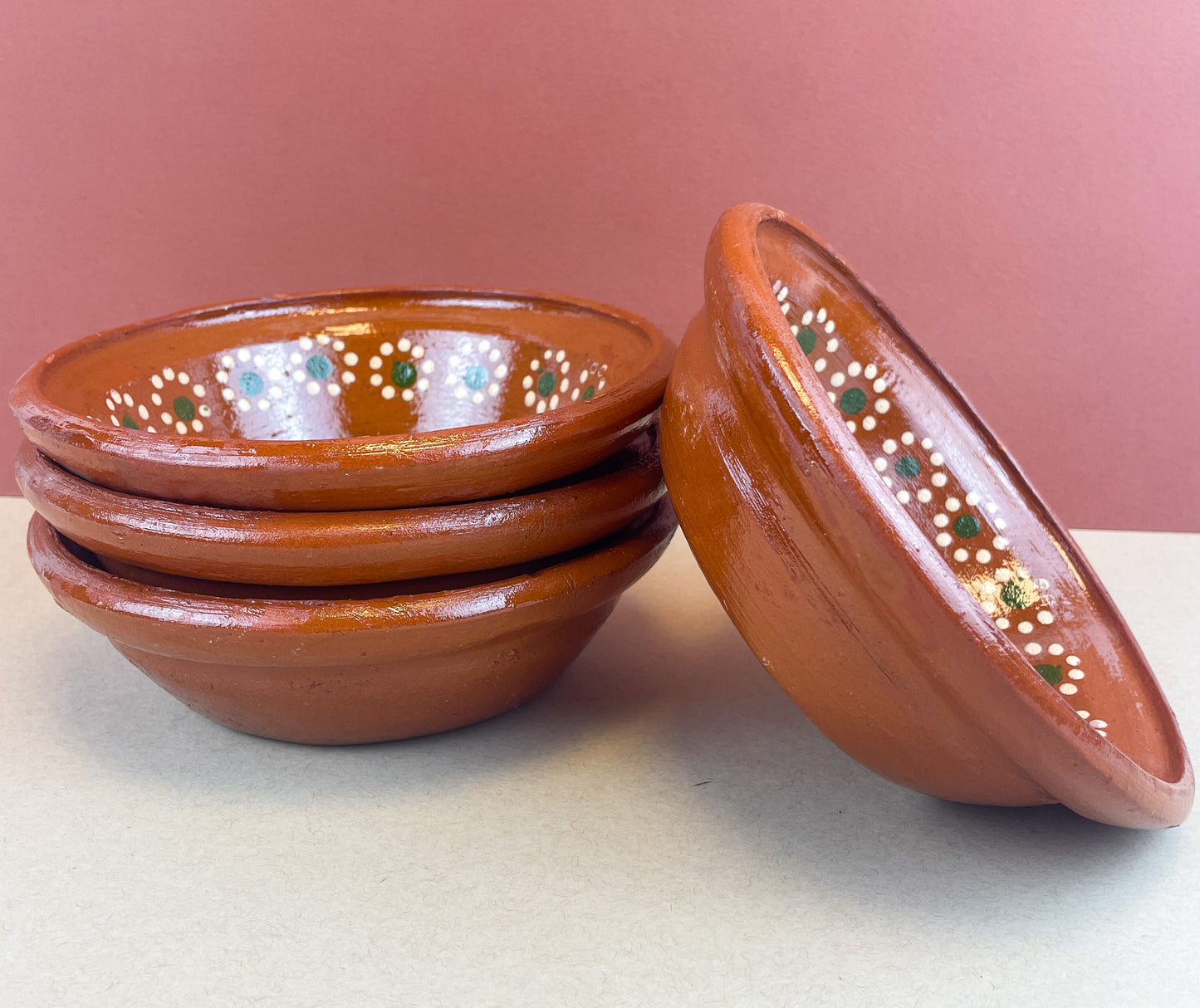 Tonala Mexican Clay Bowl Set of 4 Traditional Clay Bowls Plato Pozolero De Barro Lead Free