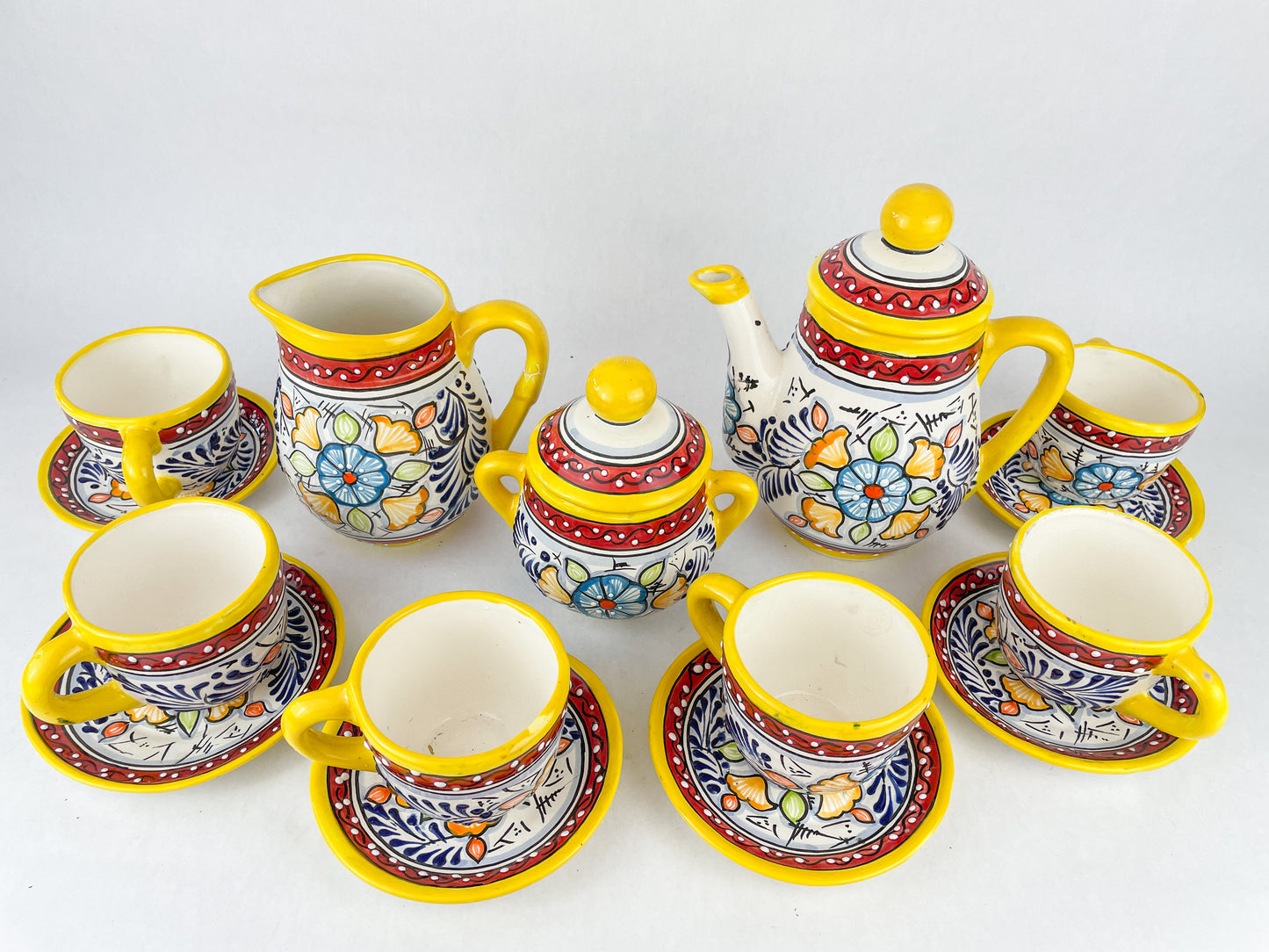 Mexican Dinnerware Set 14 pc DISCOUNTED Talavera Tea Set Mexican Pottery Set Vajilla de Barro