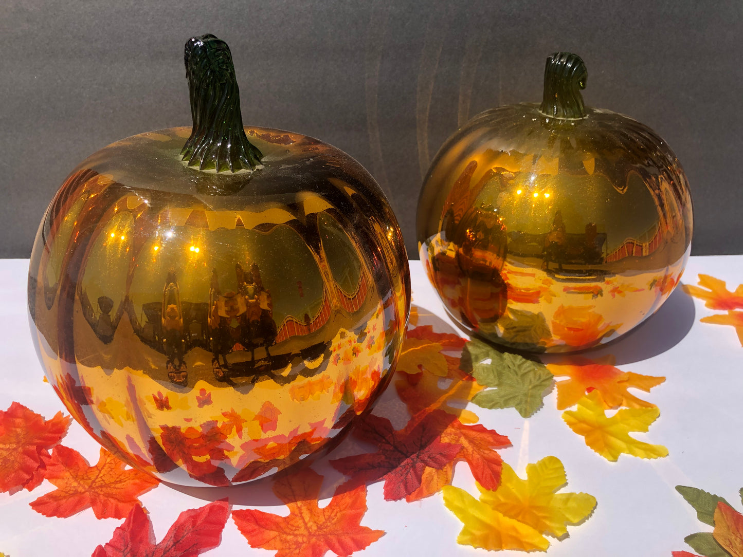 Blown Glass Decorative Pumpkins Metallic Blown Glass Silver
