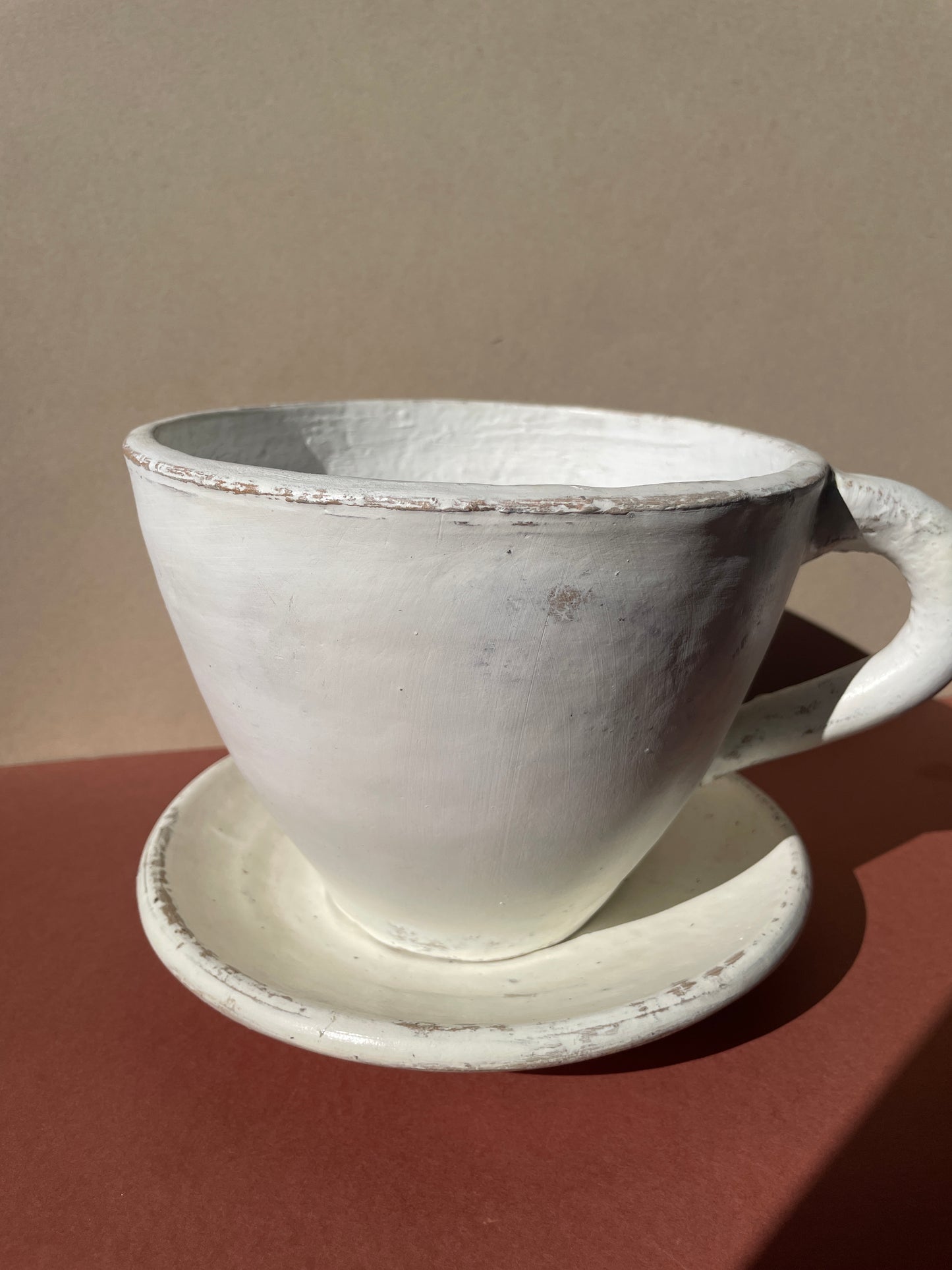 Terracota Saucer With Plant Pot Farmhouse Style Tea Cup Planter