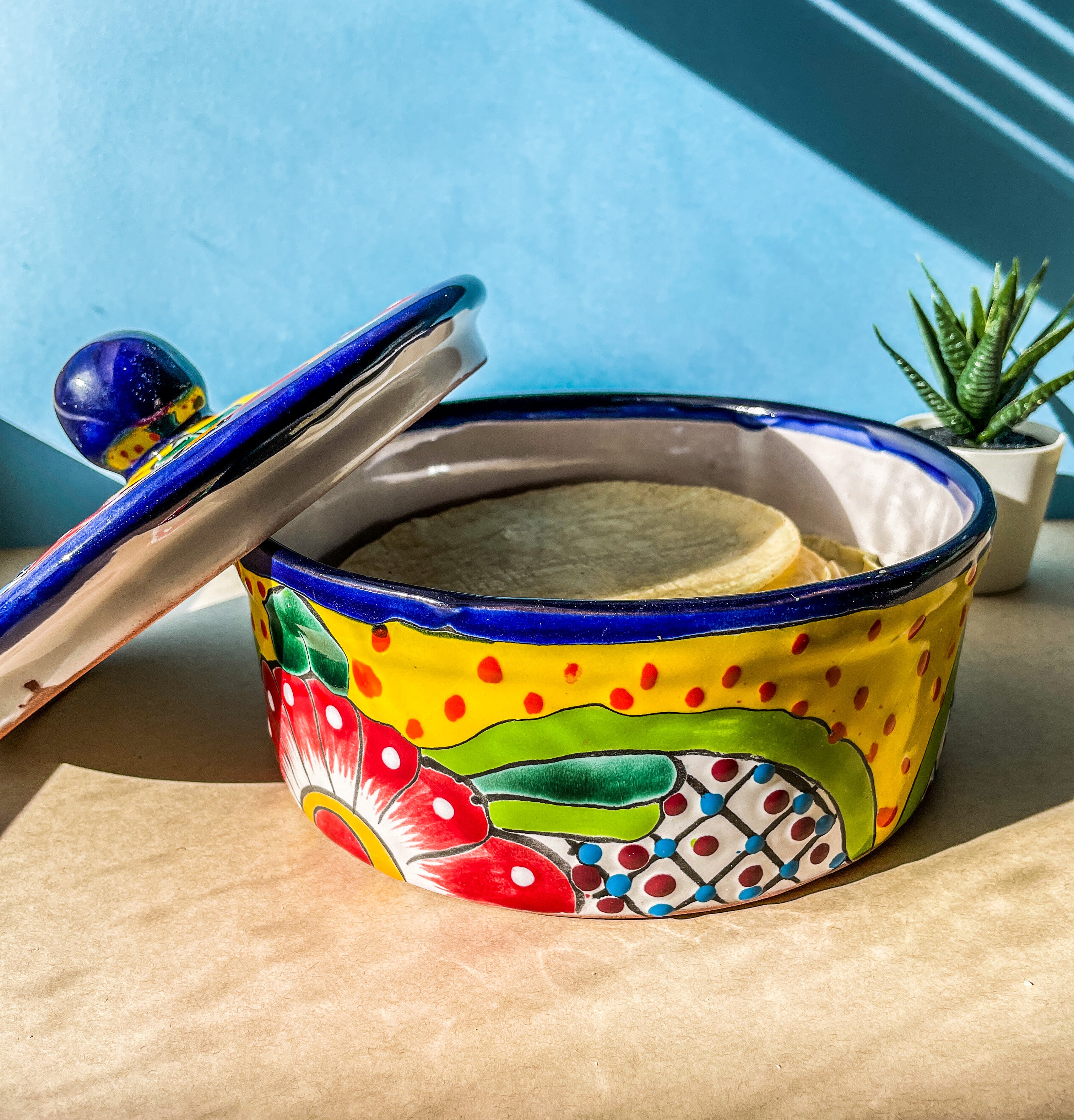 Mexican Tortilla Warmer Server Talavera Tortilla Holder LEAD FREE Tort
