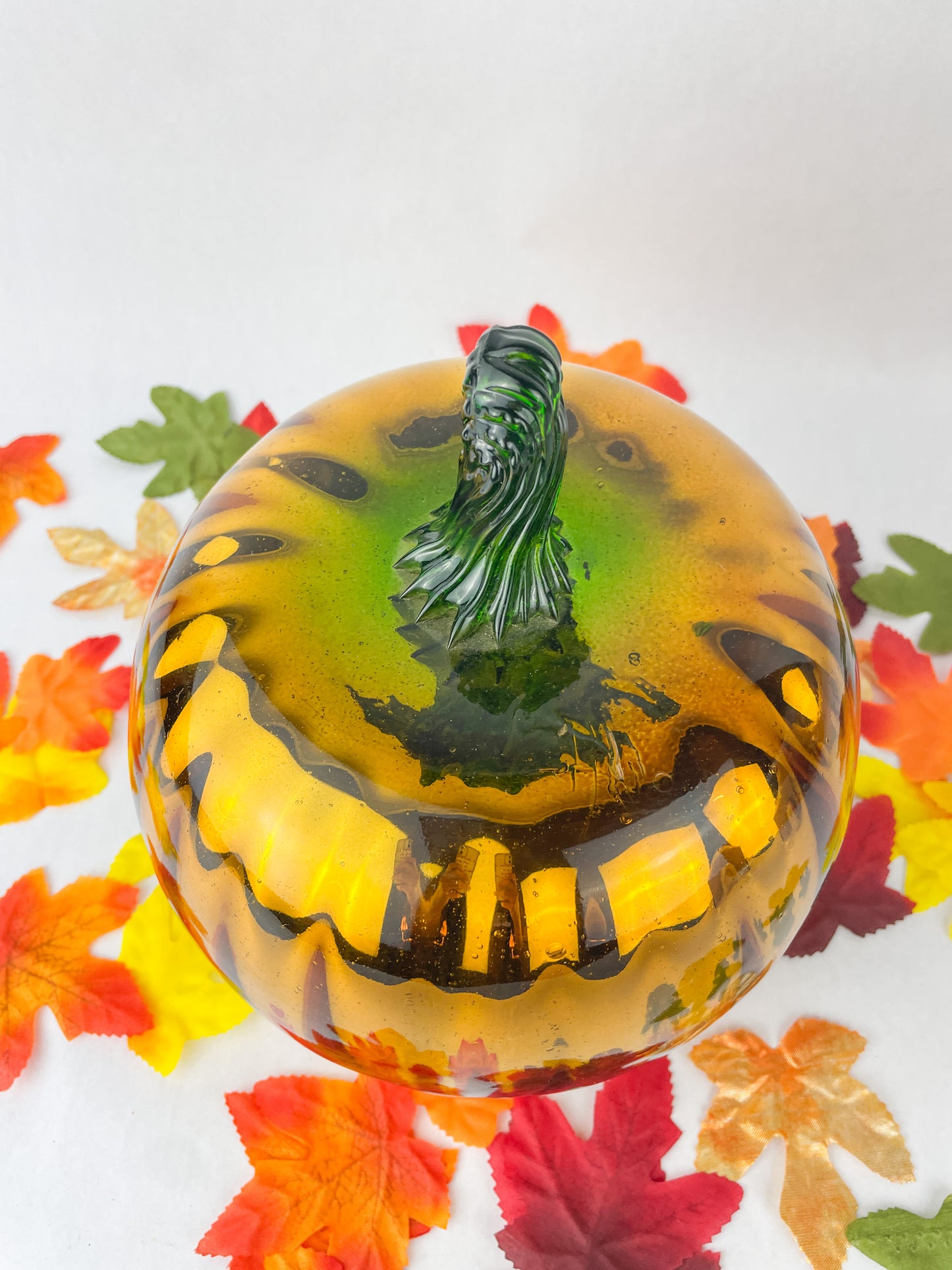 Blown Glass Decorative Pumpkins Metallic Blown Glass Silver