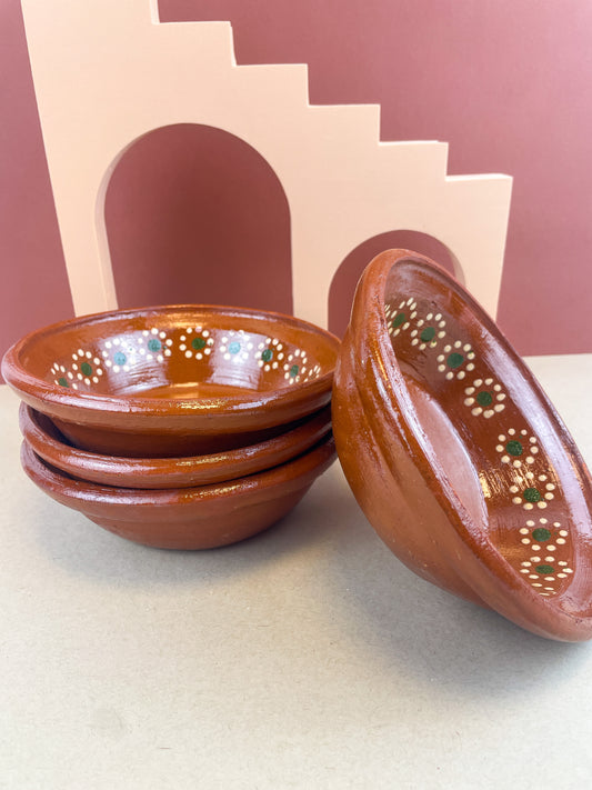 Tonala Mexican Clay Bowl Set of 4 Traditional Clay Bowls Plato Pozolero De Barro Lead Free