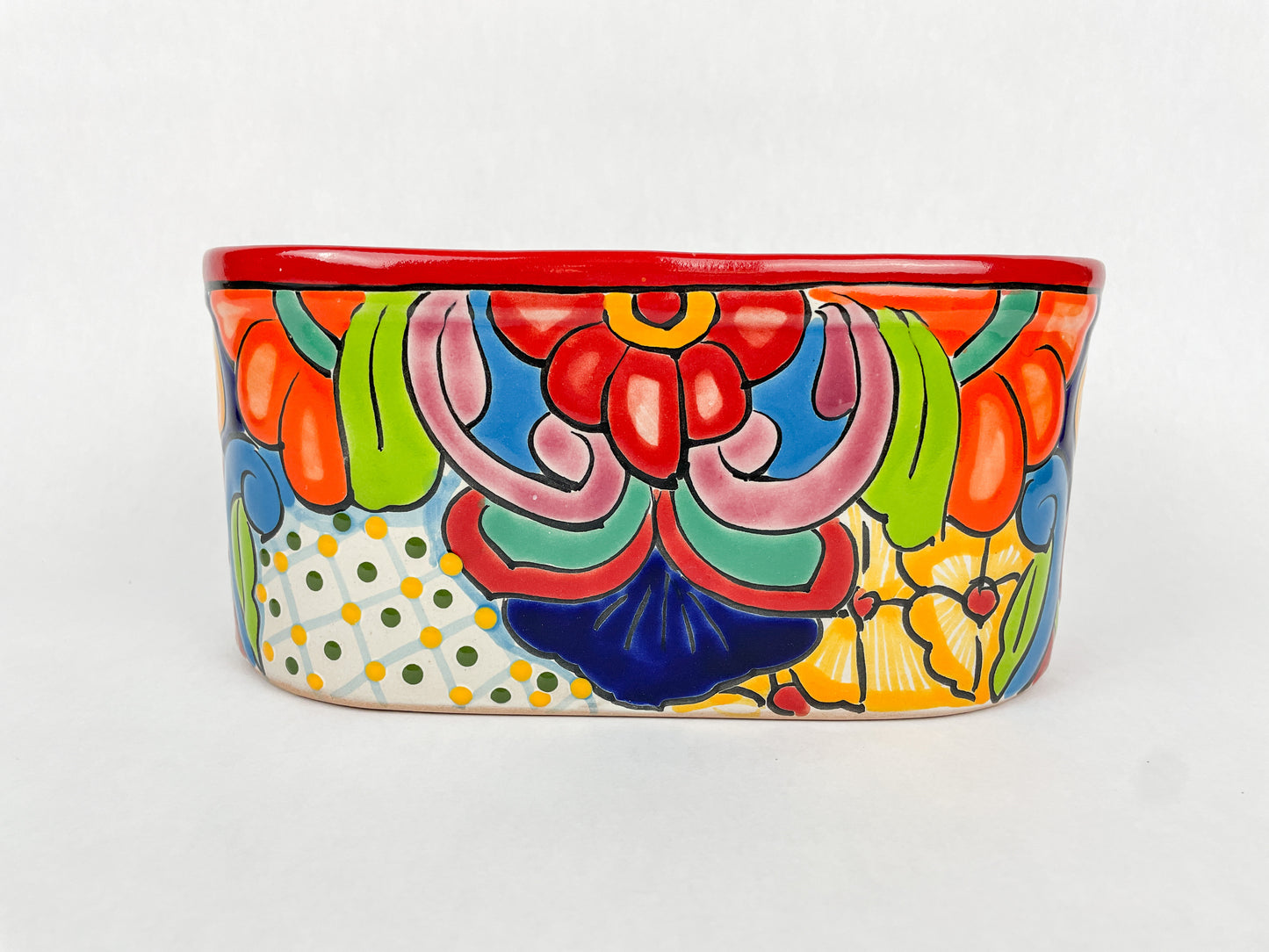 Mexican Talavera Oval Planter 9 1/2 Inches Talavera Pottery