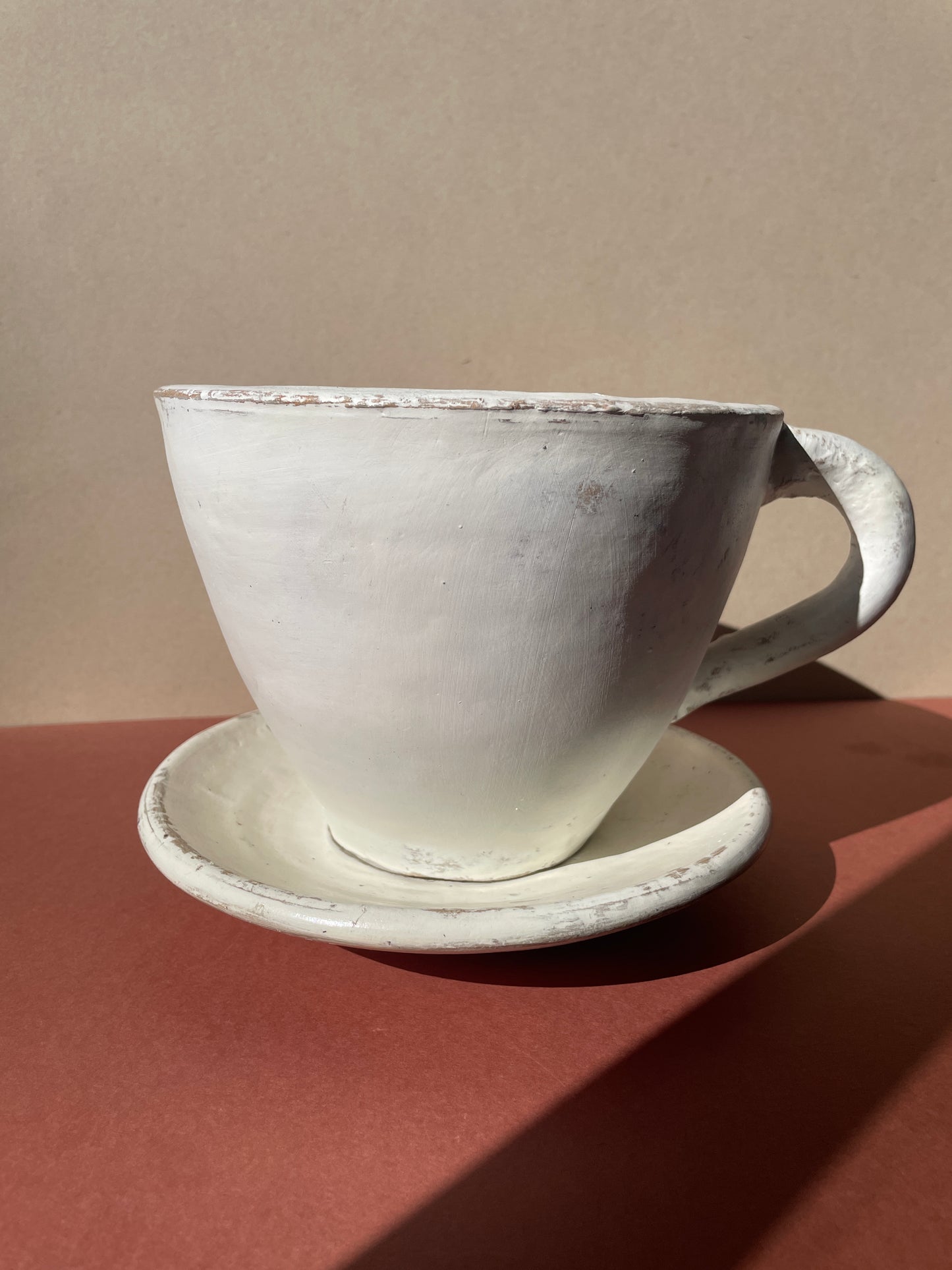 Terracota Saucer With Plant Pot Farmhouse Style Tea Cup Planter