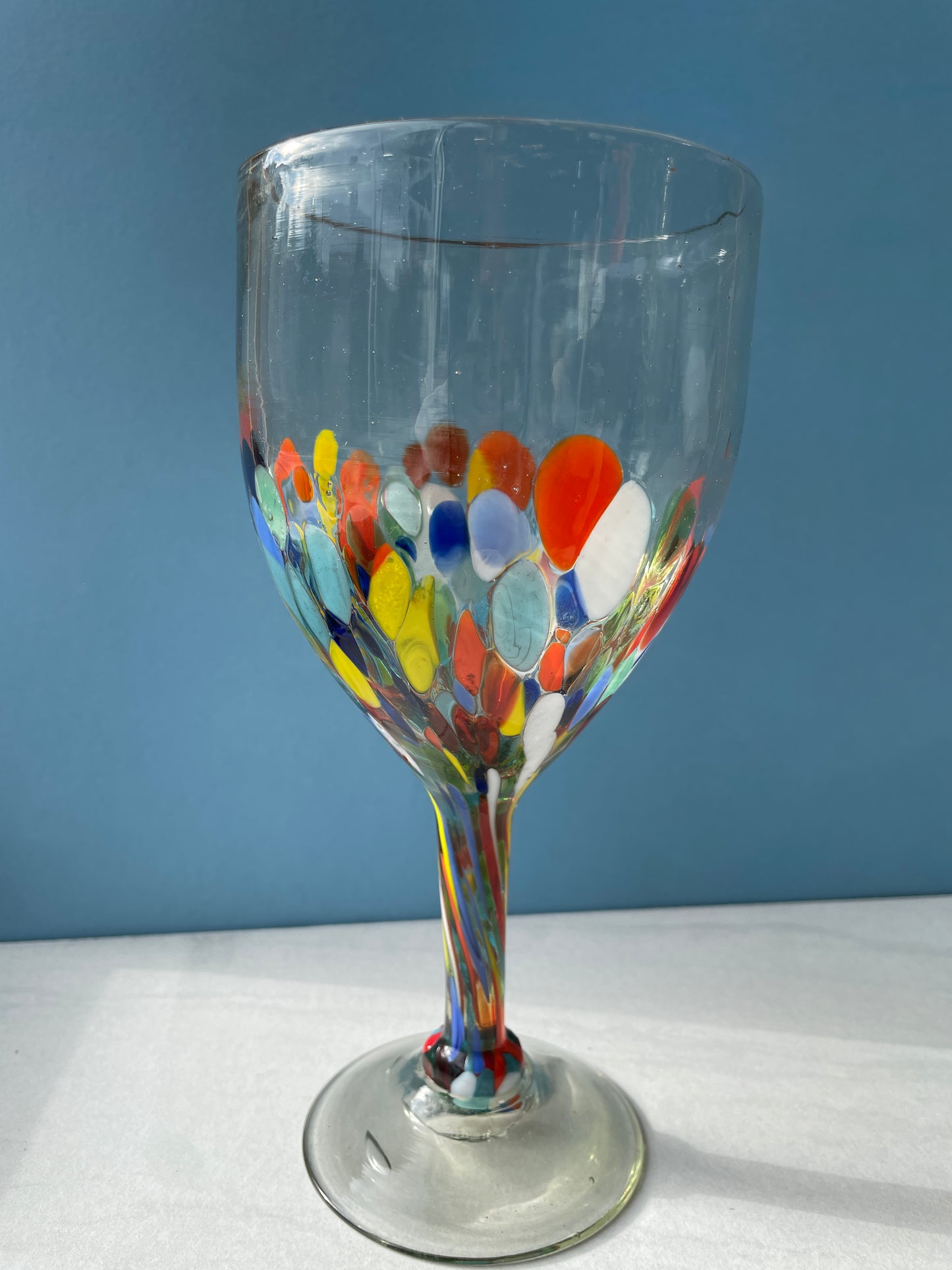 Mexican Glassware 2 pc Set Blue Rim Glassware Mexican Blown Glassware