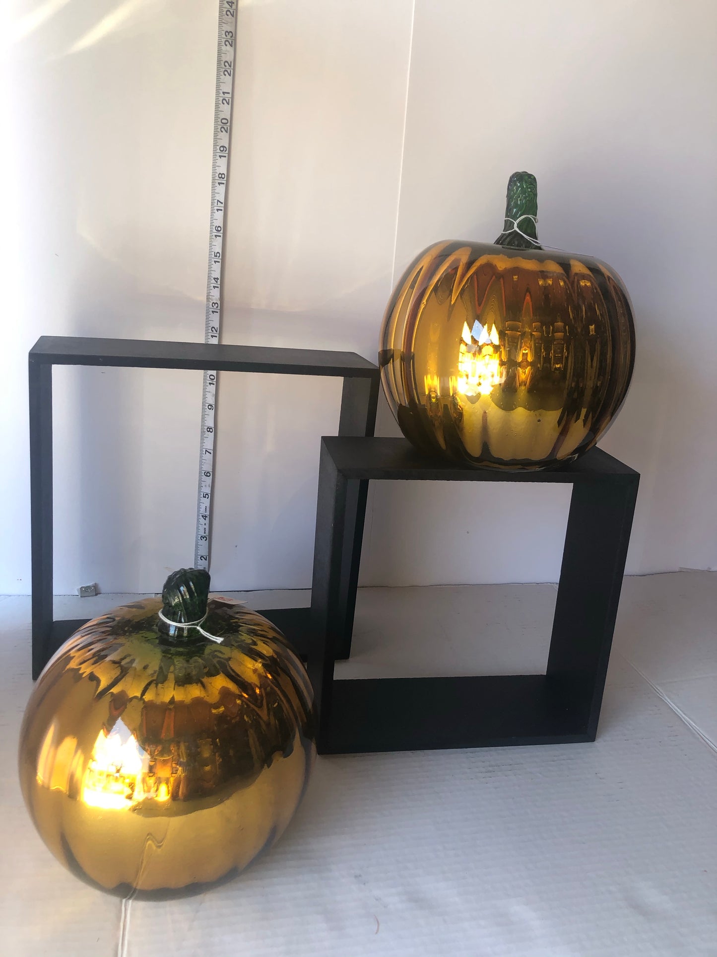 Blown Glass Decorative Pumpkins Metallic Blown Glass Silver