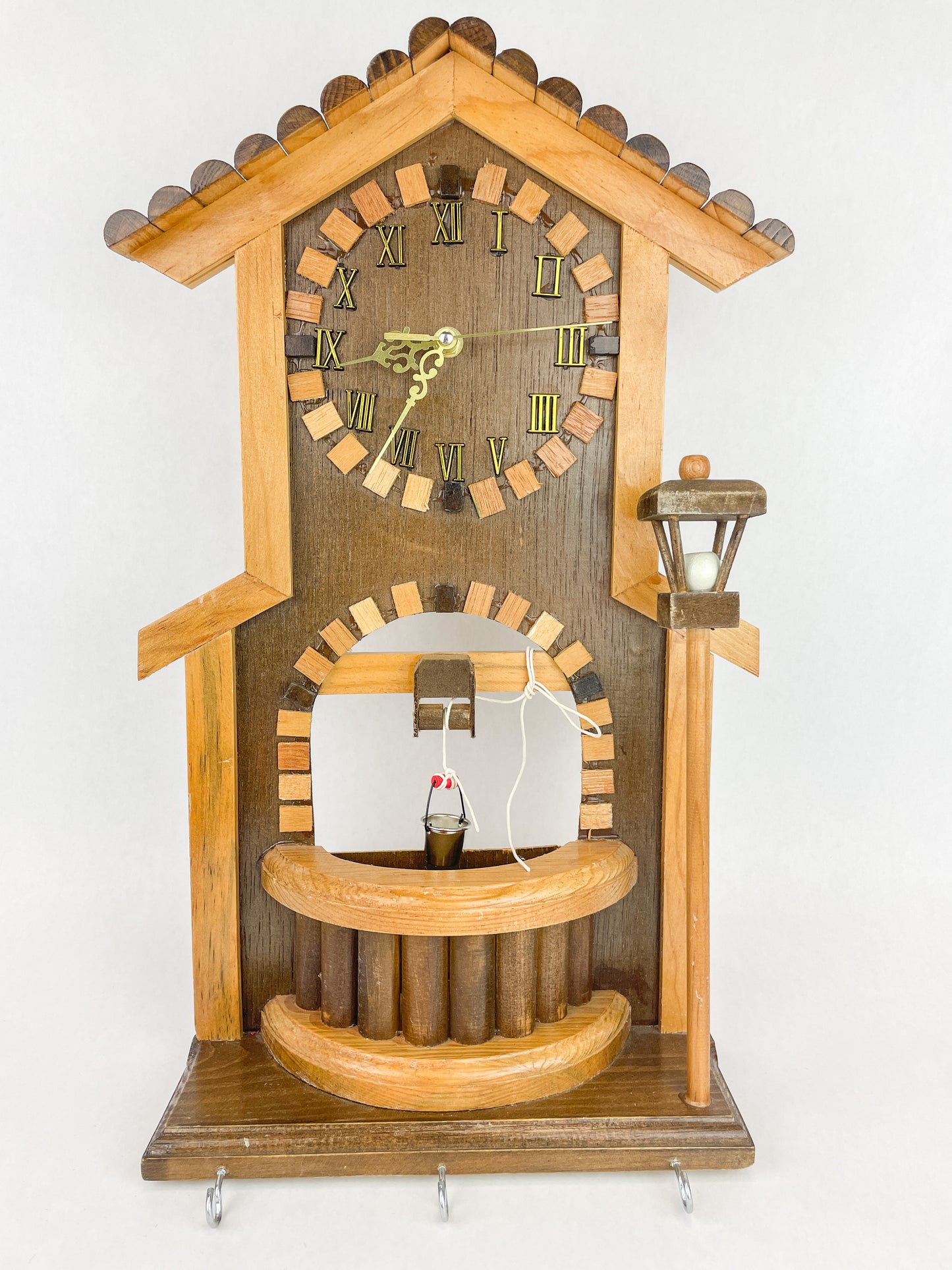Mexican Handcrafted Key Holder Wall Clock Water Well Rustic Key Holder Reloj de Pared Pozo