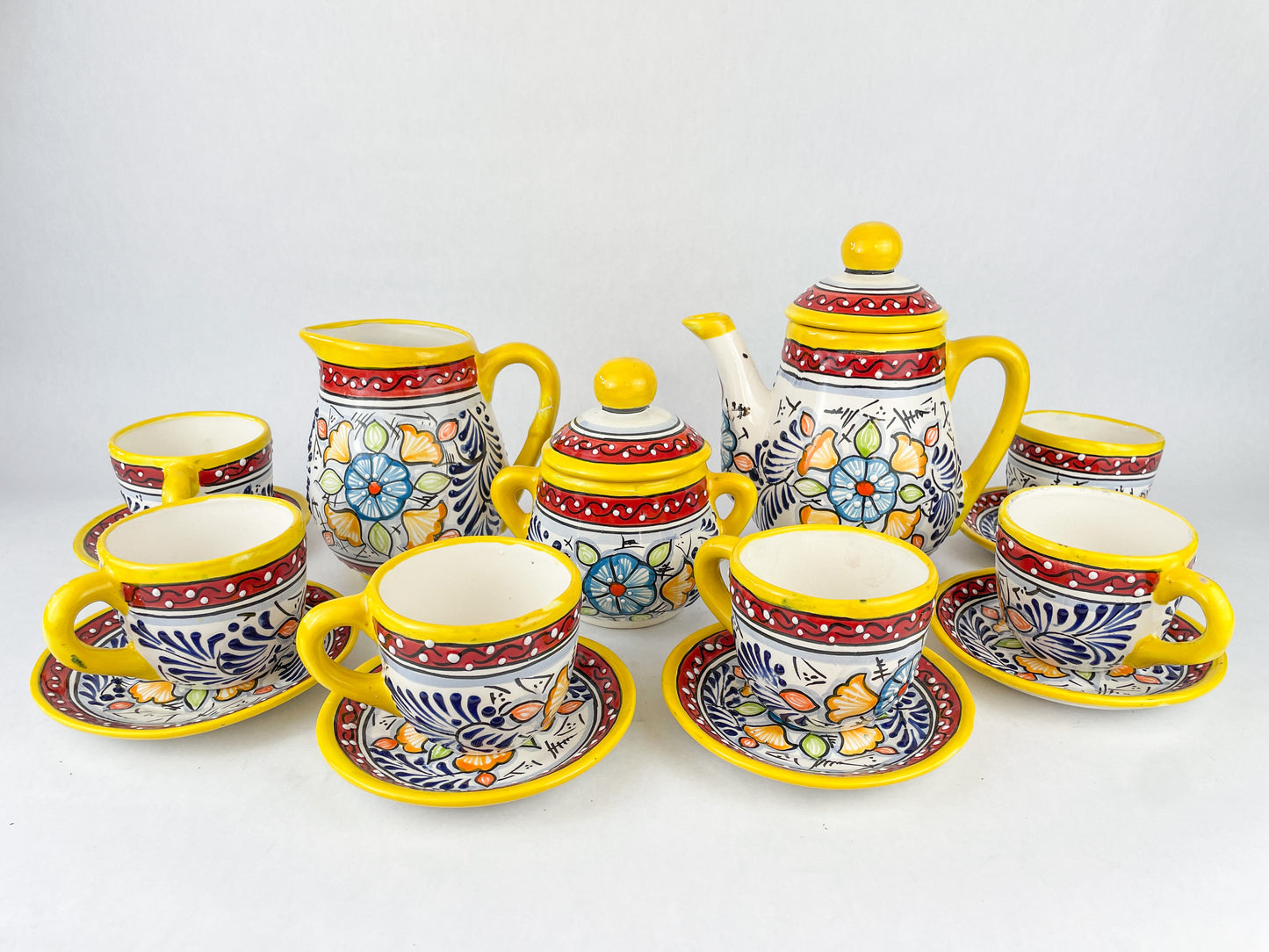 Mexican Dinnerware Set 14 pc DISCOUNTED Talavera Tea Set Mexican Pottery Set Vajilla de Barro