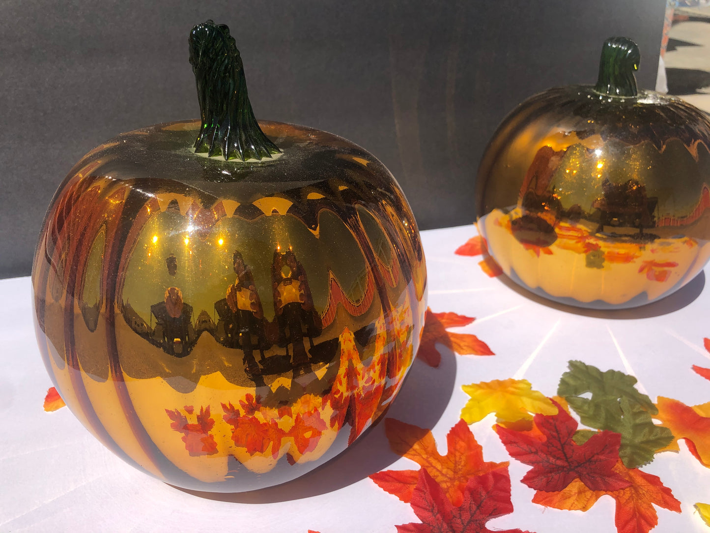 Blown Glass Decorative Pumpkins Metallic Blown Glass Silver