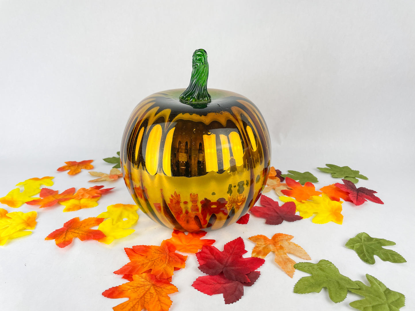 Blown Glass Decorative Pumpkins Metallic Blown Glass Silver