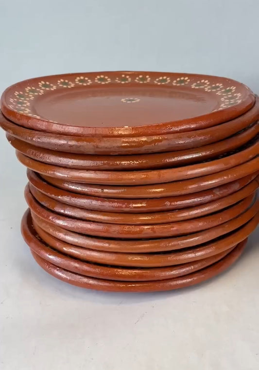 Mexican Clay Plate Round 10 Inch 25pc Set Wholesale Bulk Platos Barro