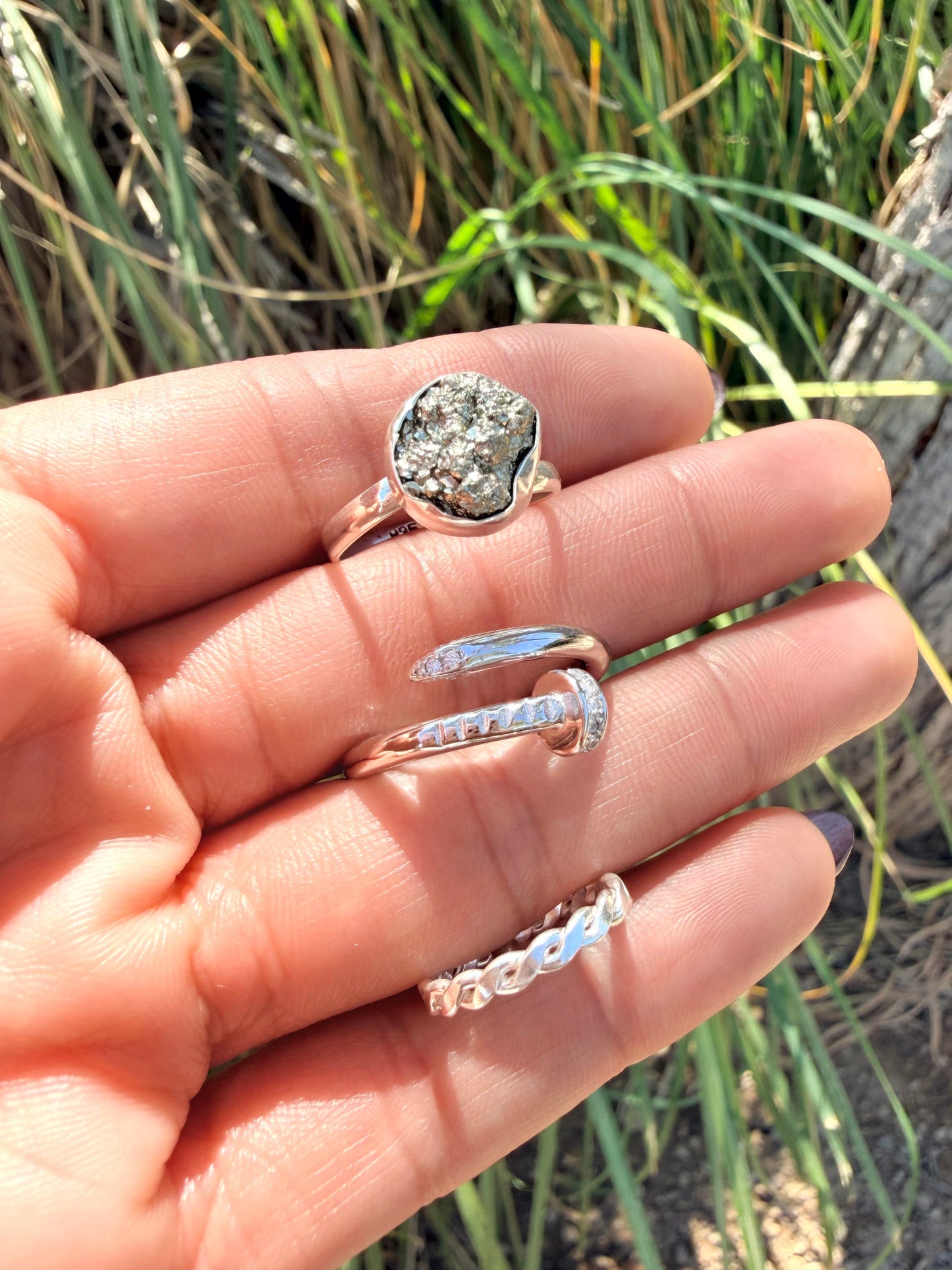 Sterling Silver 925 Stack Rings Bundle 3pc Set - Set Anillos 3 Piezas
