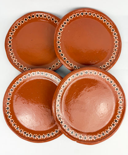 Mexican Clay Plates Round Set 4pc - Platos Barro