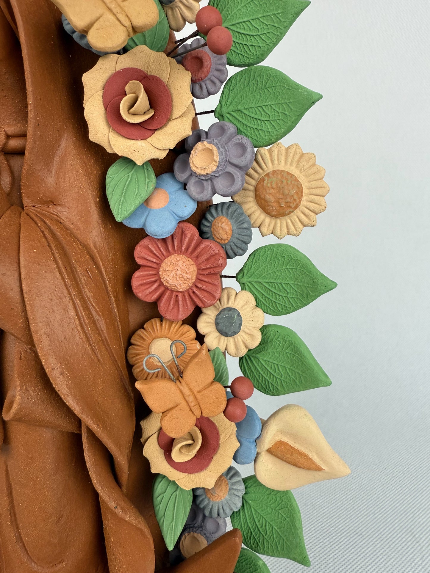 Virgen Guadalupe de Barro Pastillaje Metepec Clay Virgin