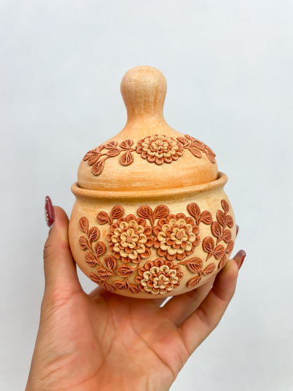 Velasco Oaxaca Pottery Sugar Bowl Azucarera Mexican Clay Filigree Filigrana Oaxacan Pottery Atzompa Pottery