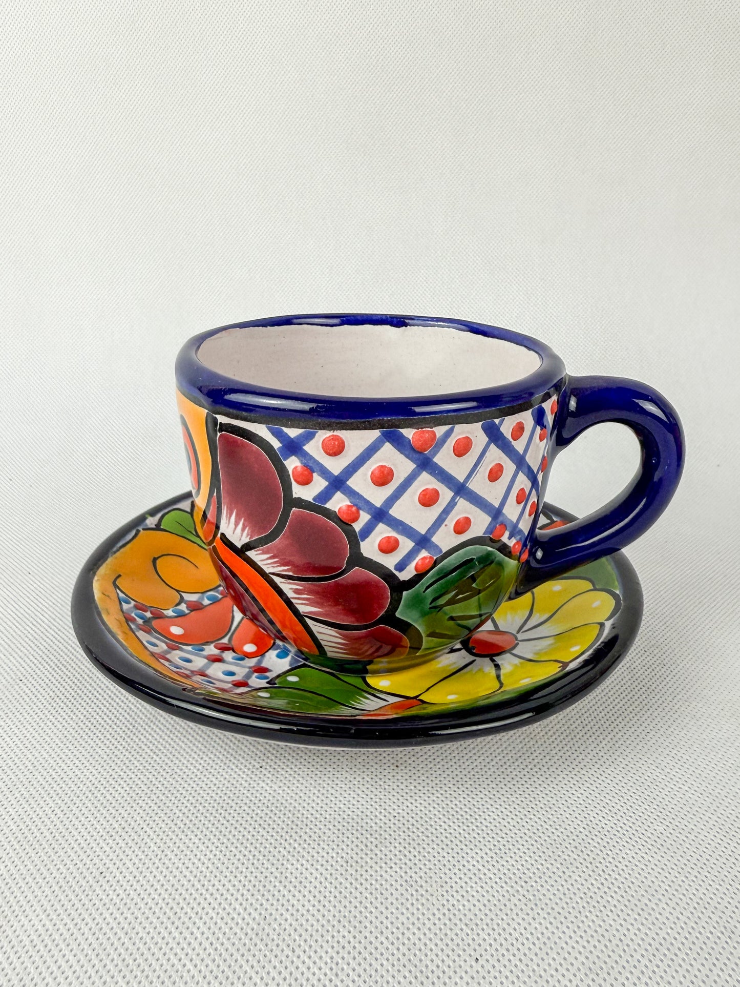 Talavera Coffee Mug Multicolor Taza Con Plato Talavera