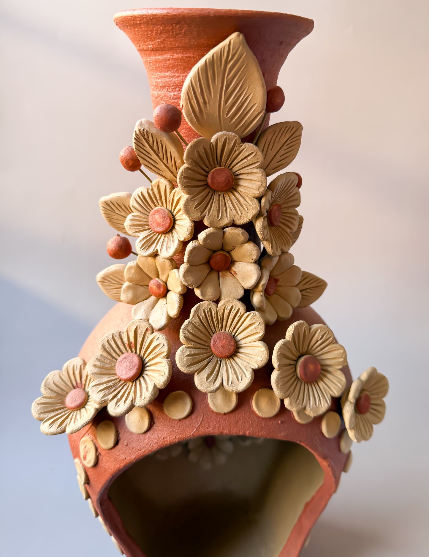 Colores Oaxaca Pottery Large 16" Chimenea Barro Bordado Chimney