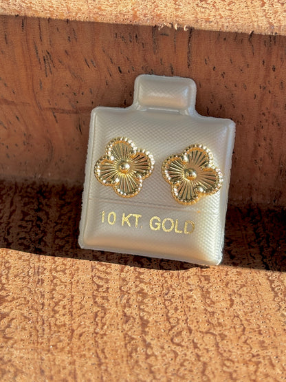 10K Solid Gold Flower Earrings for Girls - Aretes de oro 10k Flor