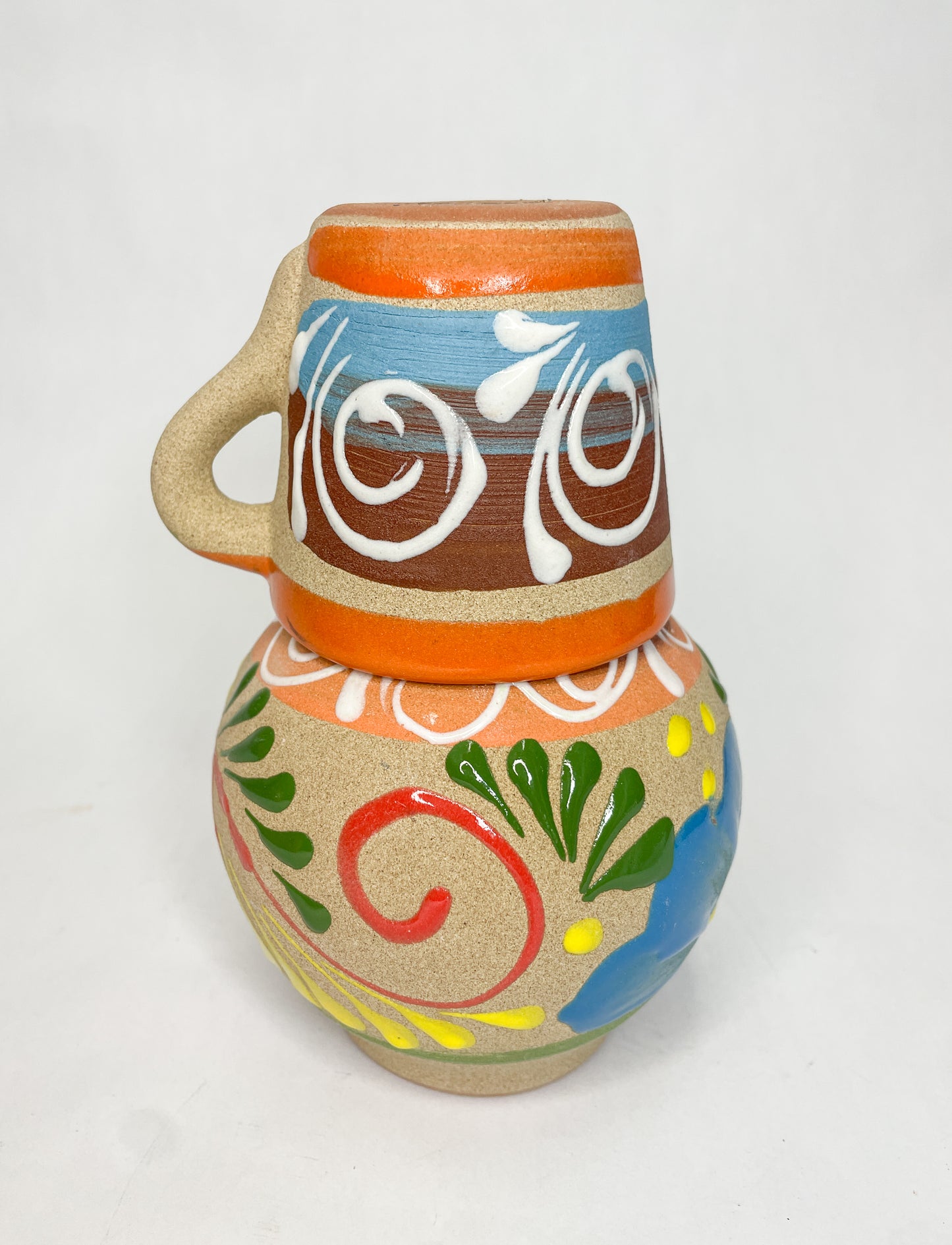 Jalisco Engobe Botellon de Barro Small Clay Botellon Clay Bottle Mexican Water Bottle Mexican Water Jug Mexican Water Pitcher