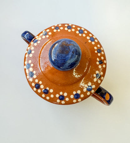 Michoacan Sugar Bowl Azucarera de Barro Hand Painted Azucarera