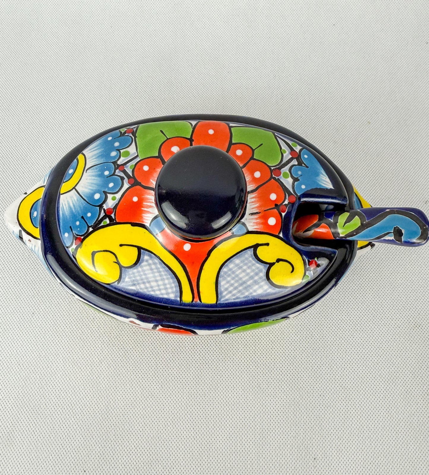 Mexican Salsa Bowl Talavera Bowl With Lid Salsera Con Tapa