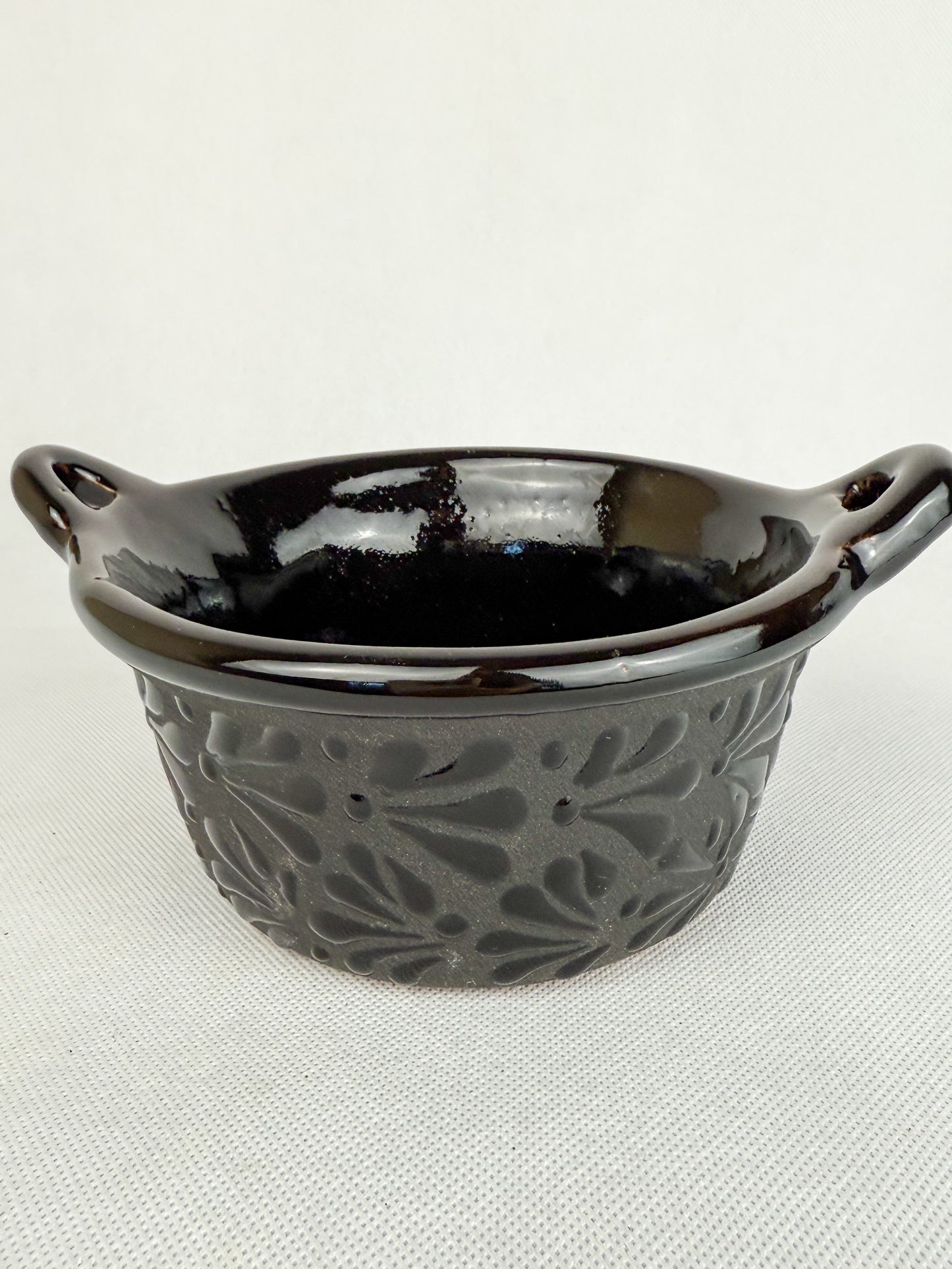 Black Talavera Style Bowls Mexican Clay Bowls Cazuelitas Talavera Negra