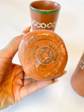 Load image into Gallery viewer, Michoacan Mexican Clay Cups With Plate Lead Free Clay Cup Vaso De Barro
