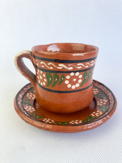 Michoacan Mexican Clay Mug and Plate Set Lead Free Clay Mug Taza