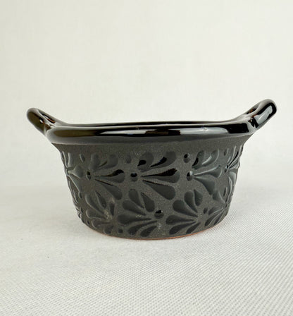 Black Talavera Style Bowls Mexican Clay Bowls Cazuelitas Talavera Negra