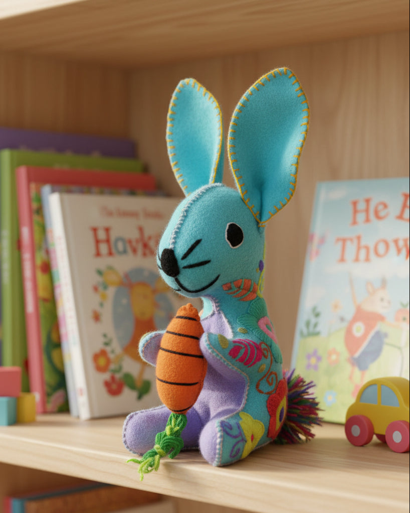 Turquoise Handmade Plush Stuffed Bunny